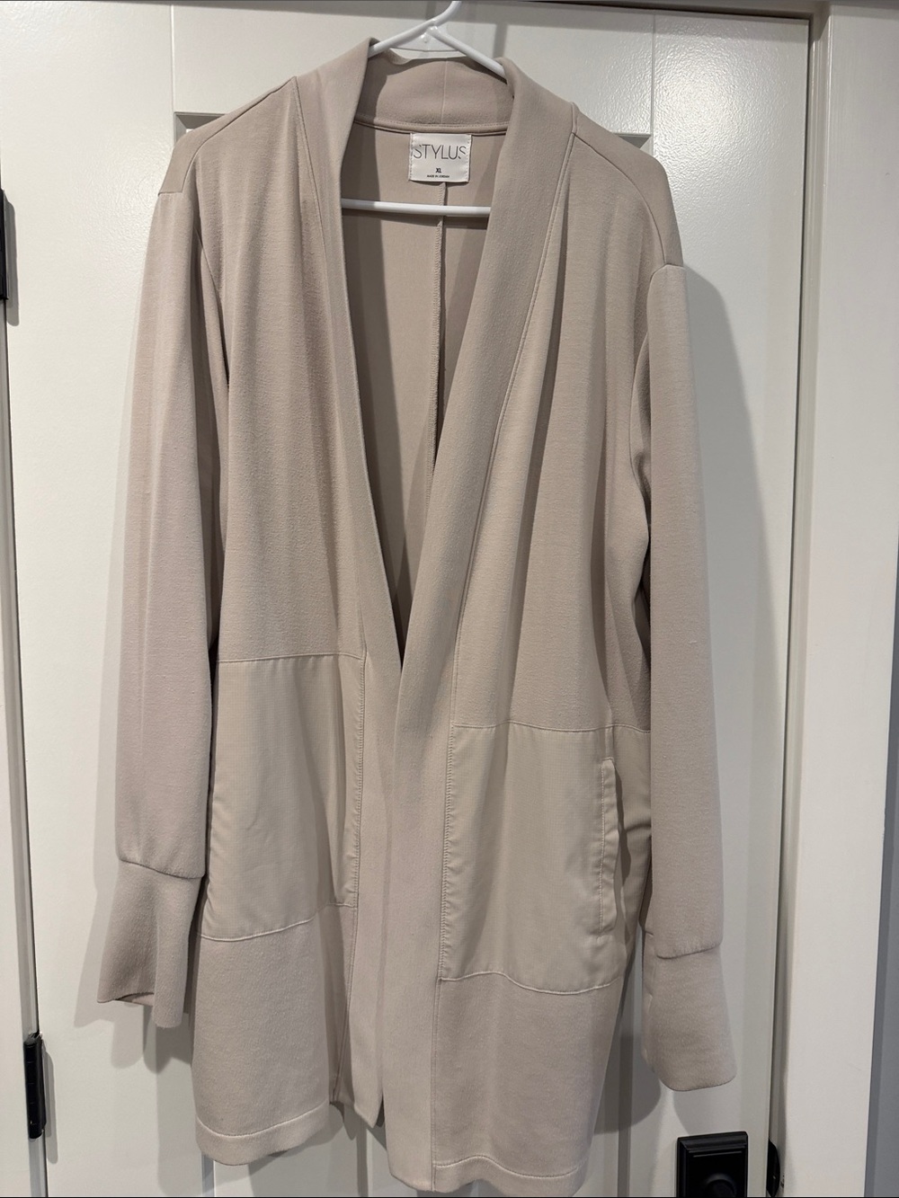 STYLUS Neutral Beige Open-Front Long Cardigan